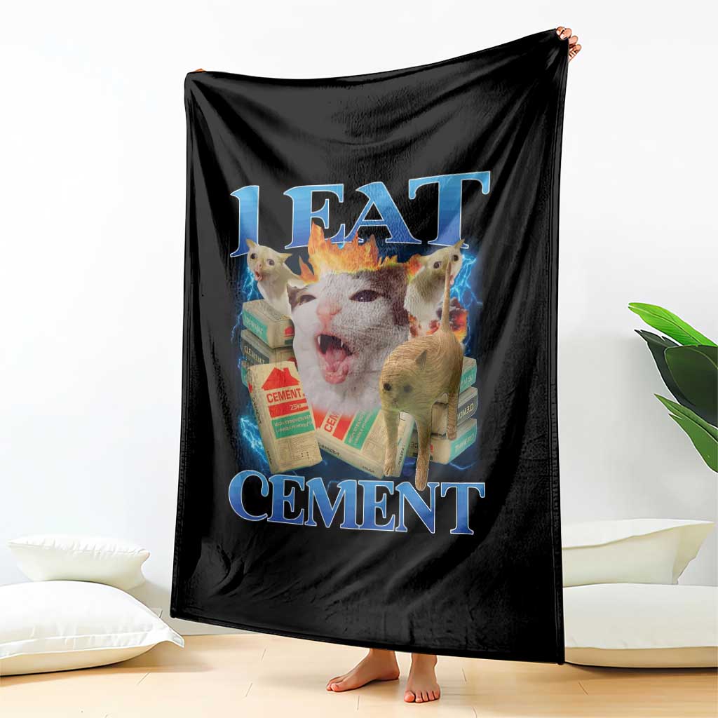 I Eat Cement Cursed Cat Throw Blanket Funny Cat Meme Ironic TS10 Print Your Wear