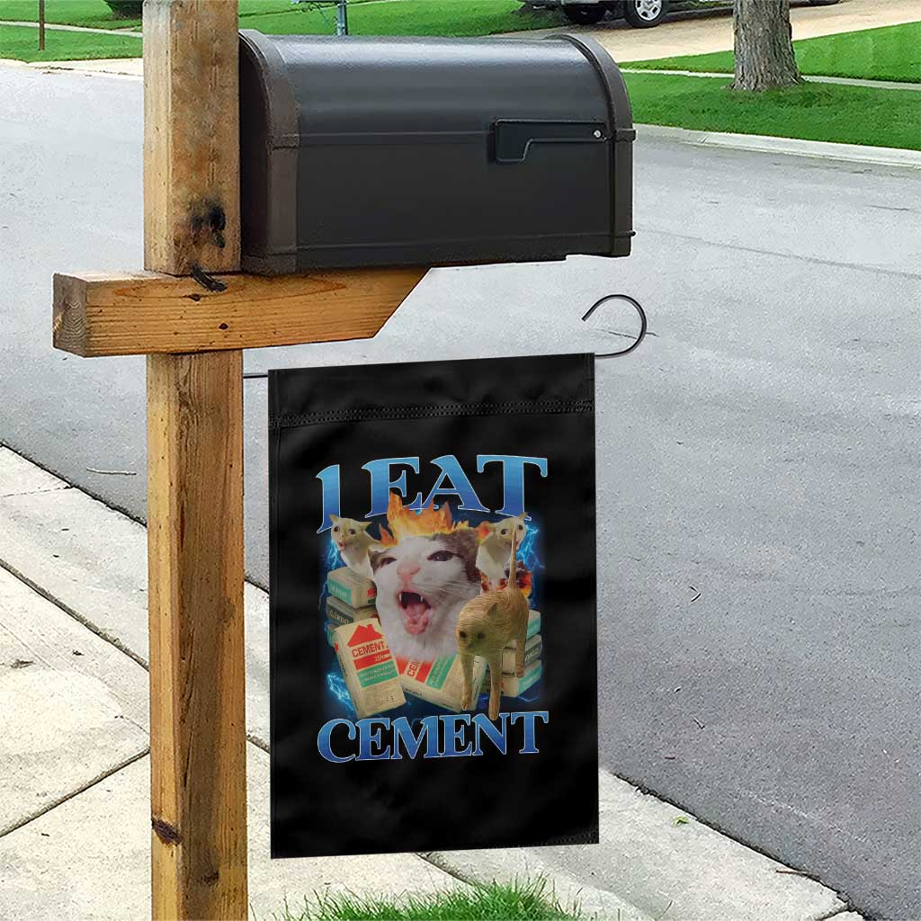 I Eat Cement Cursed Cat Garden Flag Funny Cat Meme Ironic TS10 Print Your Wear