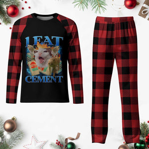 I Eat Cement Cursed Cat Plaid Pajama Set Funny Cat Meme Ironic TS10 Buffalo Plaid Print Your Wear