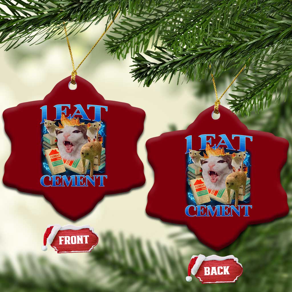 I Eat Cement Cursed Cat Ceramic Ornament Funny Cat Meme Ironic TS10 Print Your Wear