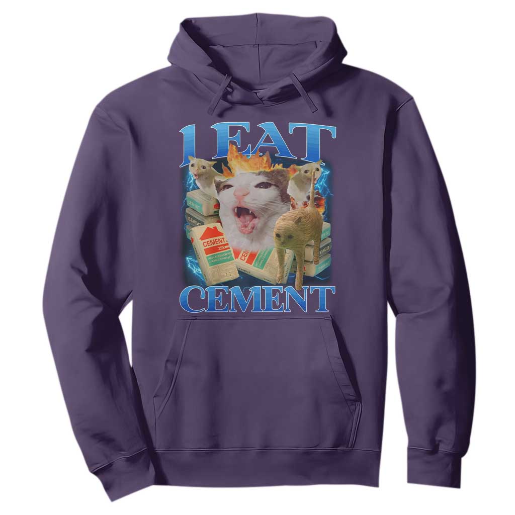 I Eat Cement Cursed Cat Hoodie Funny Cat Meme Ironic TS10 Purple Print Your Wear