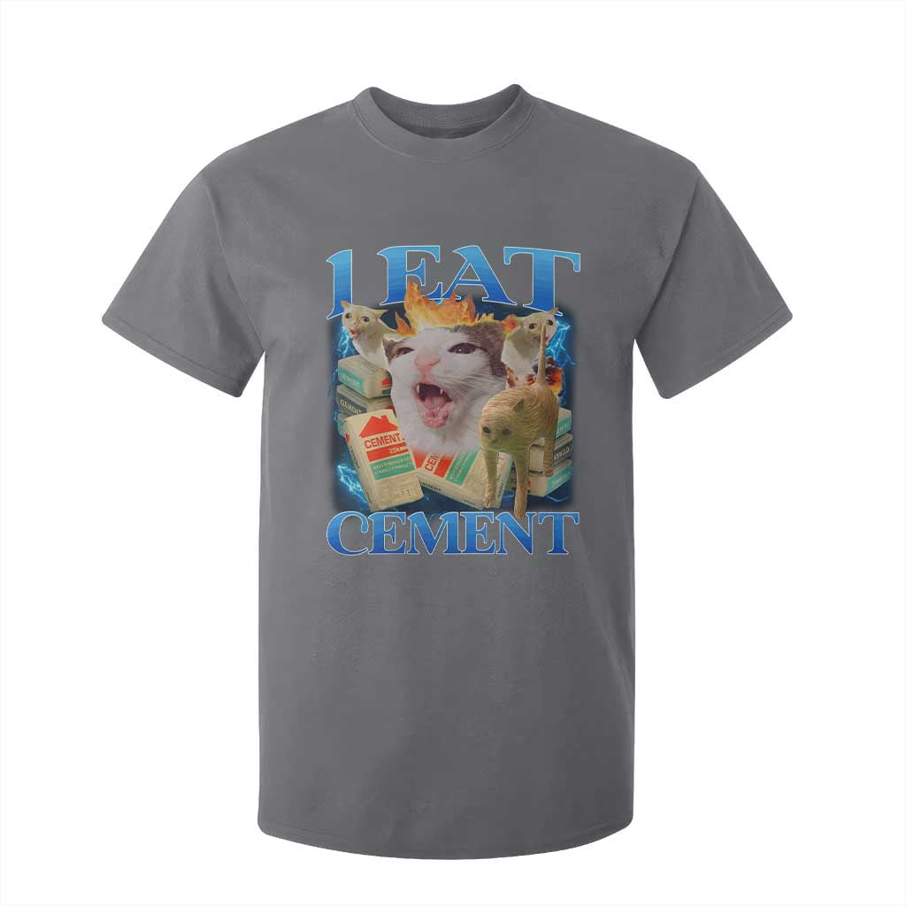 I Eat Cement Cursed Cat T Shirt For Kid Funny Cat Meme Ironic TS10 Charcoal Print Your Wear