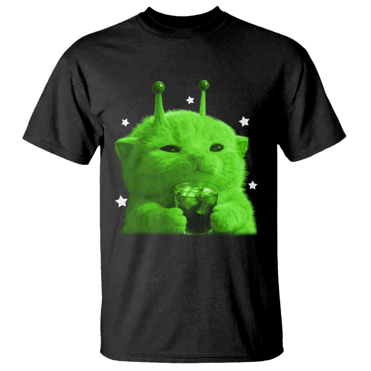 Funny Alien Cat Meme T Shirt Funny Kitten 90s Retro Vintage Graphic Weird Cats Y2k TS10 Black Print Your Wear