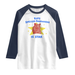 Rats Spelled Backwards Is Star Raglan Shirt Sarcastic Rat Meme TS10 White Navy Print Your Wear