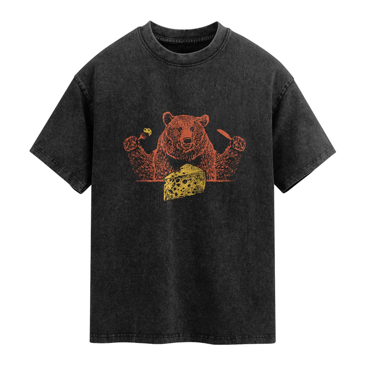 BF Washed Cotton T-Shirt Let's Eat Cheese Football Fans