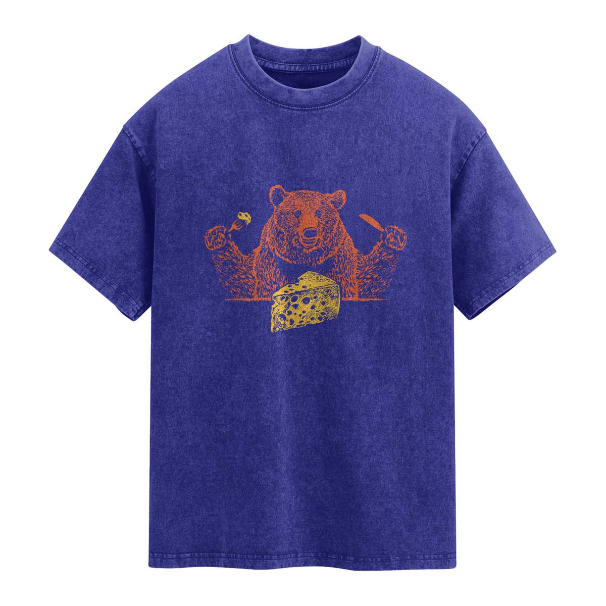 BF Washed Cotton T-Shirt Let's Eat Cheese Football Fans