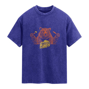BF Washed Cotton T-Shirt Let's Eat Cheese Football Fans