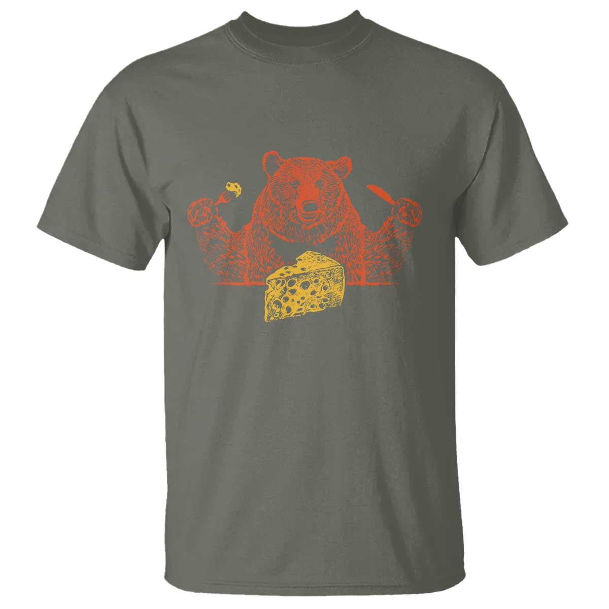 BF T Shirt - Let's Eat Cheese Football Fans Funny Graphic Tee TS10 Military Green Print Your Wear