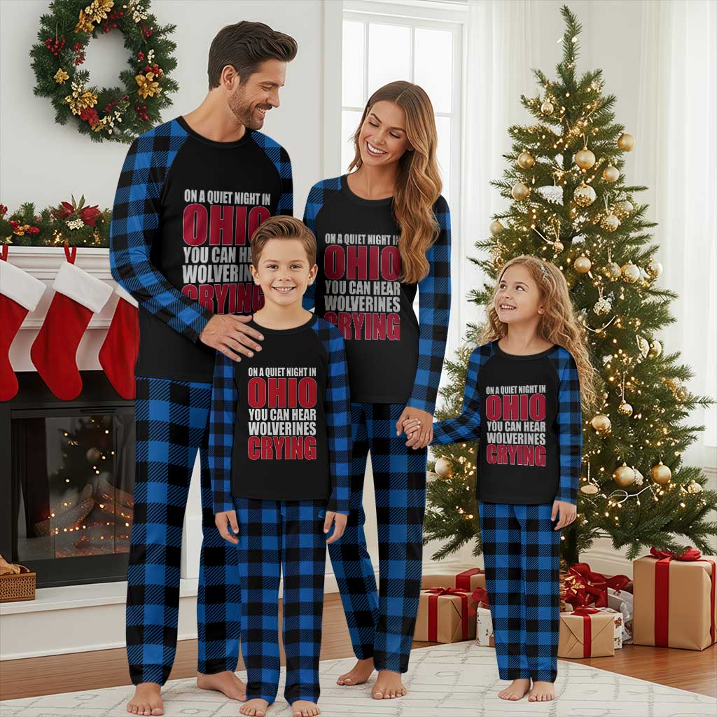 On A Quiet Night In Ohio You Can Hear Wolverines Crying Plaid Pajama Set TS10 Blue Plaid Print Your Wear