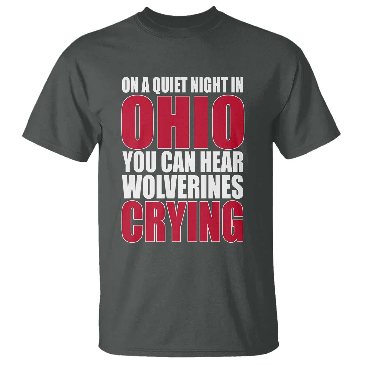 On A Quiet Night In Ohio You Can Hear Wolverines Crying T Shirt TS10 Dark Heather Print Your Wear