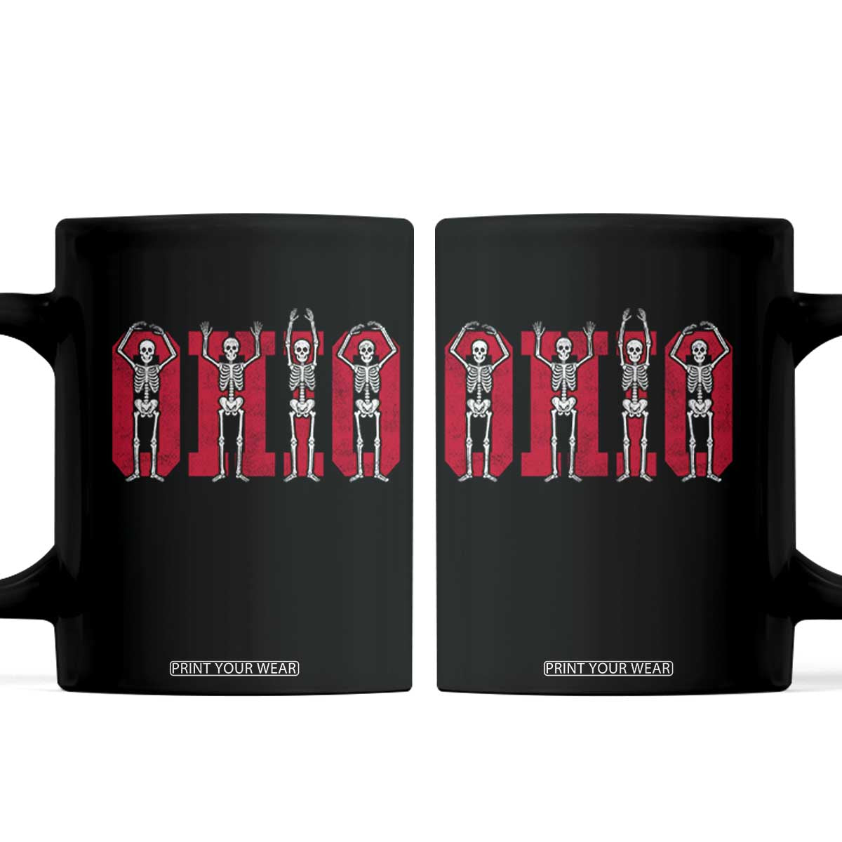 O-H-I-O State Coffee Mug Funny Skeletons Ohio Vintage Halloween Team TS10 Black Print Your Wear