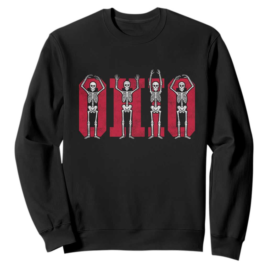 O-H-I-O State Sweatshirt Funny Skeletons Ohio Vintage Halloween Team TS10 Black Print Your Wear