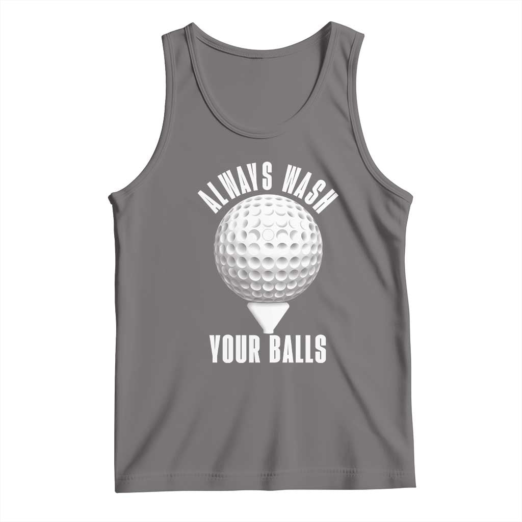 Funny Golf Tank Top Always Wash Your Balls Meme TS10 Deep Heather Print Your Wear