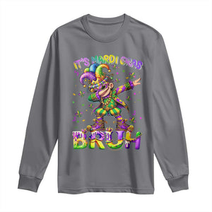 It's Mardi Gras Bruh Long Sleeve Shirt Dabbing Boy Kids TS10 Charcoal Print Your Wear