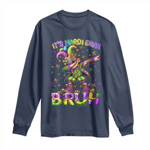 It's Mardi Gras Bruh Long Sleeve Shirt Dabbing Boy Kids TS10 Navy Print Your Wear