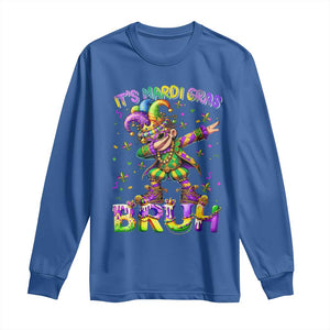 It's Mardi Gras Bruh Long Sleeve Shirt Dabbing Boy Kids TS10 Royal Blue Print Your Wear