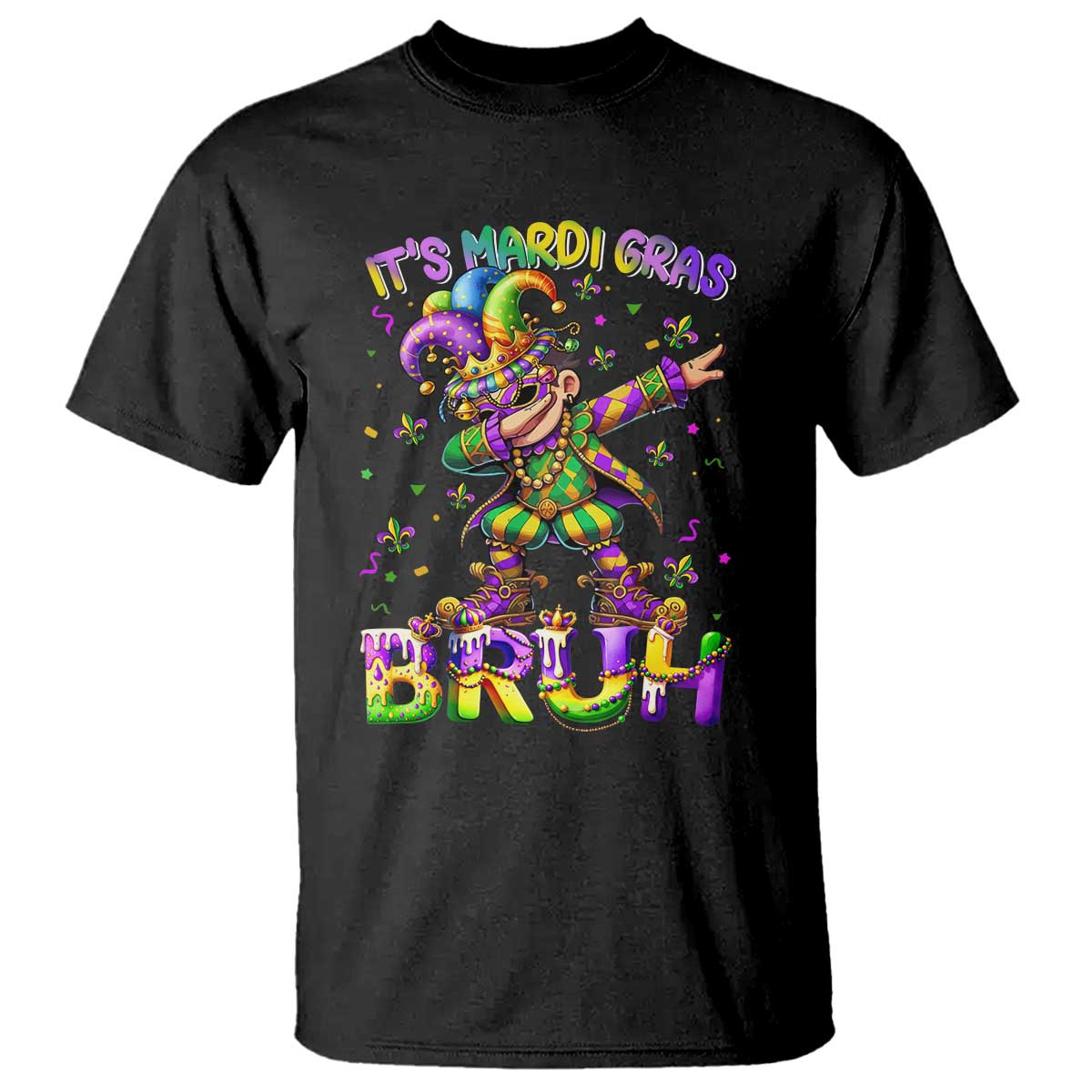 It's Mardi Gras Bruh T Shirt Dabbing Boy Kids TS10 Black Print Your Wear