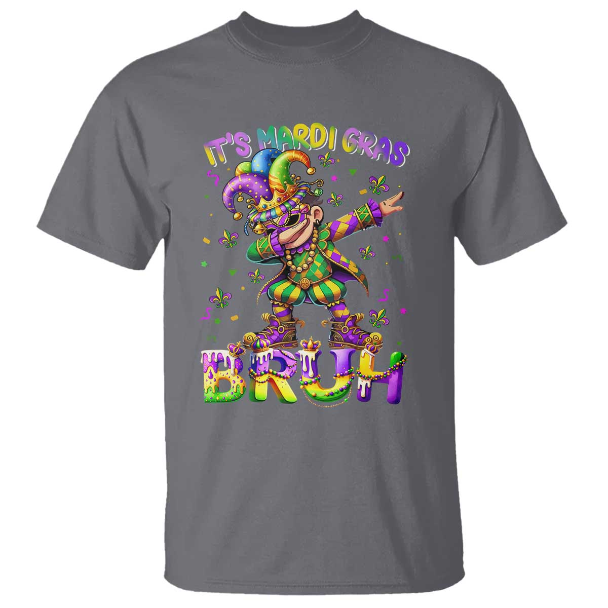 It's Mardi Gras Bruh T Shirt Dabbing Boy Kids TS10 Charcoal Print Your Wear