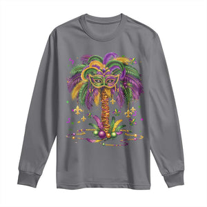 Mardi Gras Bead Tree Long Sleeve Shirt Carnival New Orleans Hawaiian Tropical Palm Tree 2025 TS10 Charcoal Print Your Wear