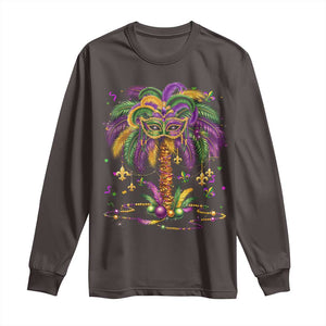 Mardi Gras Bead Tree Long Sleeve Shirt Carnival New Orleans Hawaiian Tropical Palm Tree 2025 TS10 Dark Chocolate Print Your Wear