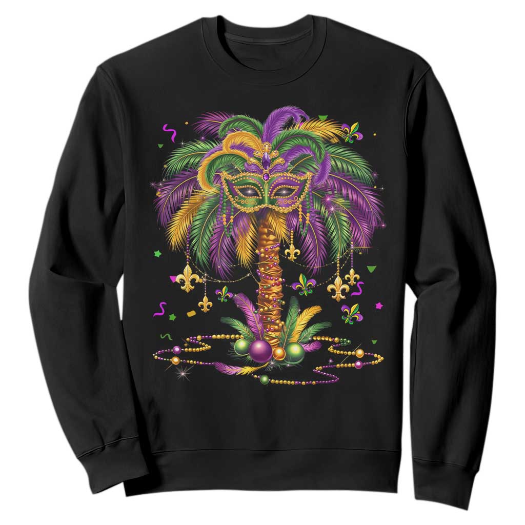 Mardi Gras Bead Tree Sweatshirt Carnival New Orleans Hawaiian Tropical Palm Tree 2025 TS10 Black Print Your Wear