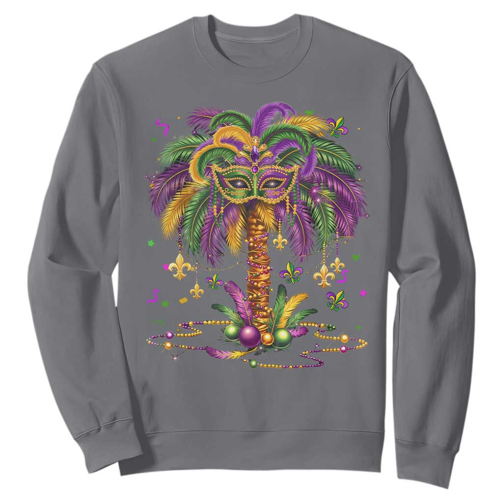 Mardi Gras Bead Tree Sweatshirt Carnival New Orleans Hawaiian Tropical Palm Tree 2025 TS10 Charcoal Print Your Wear