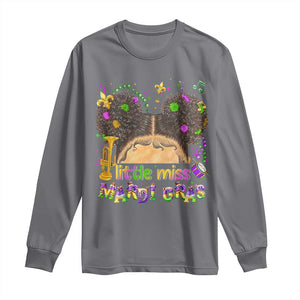 Little Miss Mardi Gras Afro Messy Bun Girls Long Sleeve Shirt TS10 Charcoal Print Your Wear