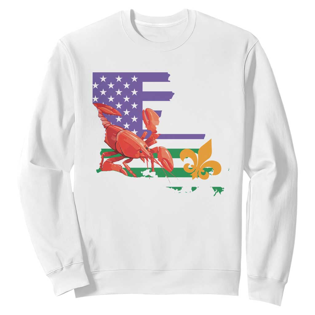 Louisiana Sweatshirt Louisiana New Orleans Party Custume Beads TS10 White Print Your Wear