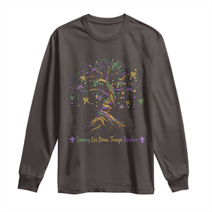 Coquette Bow Mardi Gras Bead Tree Long Sleeve Shirt Carnival New Orleans 2025 TS10 Dark Chocolate Print Your Wear