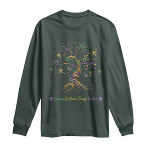 Coquette Bow Mardi Gras Bead Tree Long Sleeve Shirt Carnival New Orleans 2025 TS10 Dark Forest Green Print Your Wear