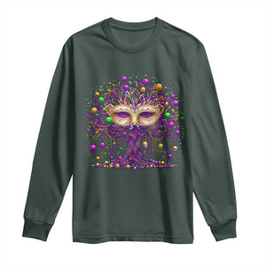 Mardi Gras Bead Tree Long Sleeve Shirt New Orleans Festival TS10 Dark Forest Green Print Your Wear