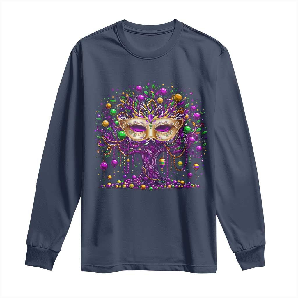Mardi Gras Bead Tree Long Sleeve Shirt New Orleans Festival TS10 Navy Print Your Wear