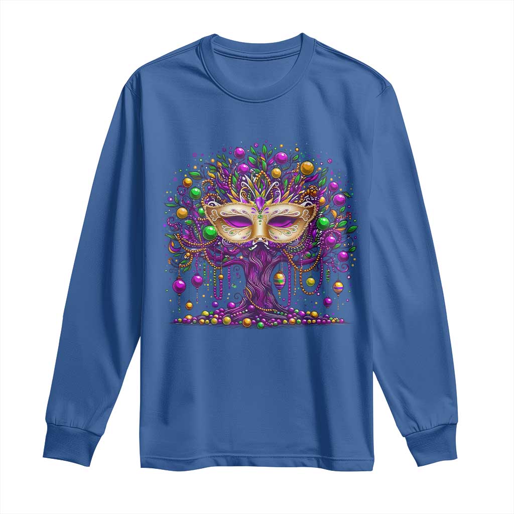 Mardi Gras Bead Tree Long Sleeve Shirt New Orleans Festival TS10 Royal Blue Print Your Wear