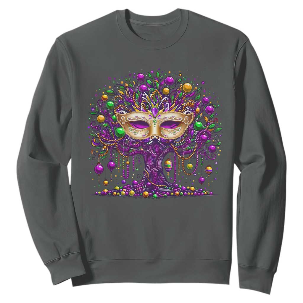 Mardi Gras Bead Tree Sweatshirt New Orleans Festival TS10 Dark Heather Print Your Wear