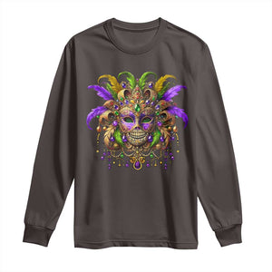 Mardi Gras Costume Sugar Skull Long Sleeve Shirt Carnival New Orleans Trip TS10 Dark Chocolate Print Your Wear