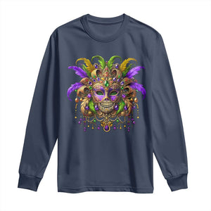 Mardi Gras Costume Sugar Skull Long Sleeve Shirt Carnival New Orleans Trip TS10 Navy Print Your Wear