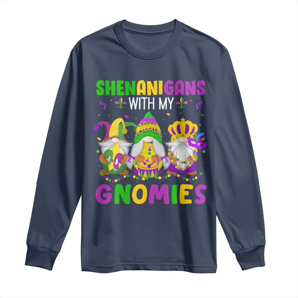 Carnival Mardi Gras Long Sleeve Shirt Leopard Gnomes New Orleans Trip TS10 Navy Print Your Wear