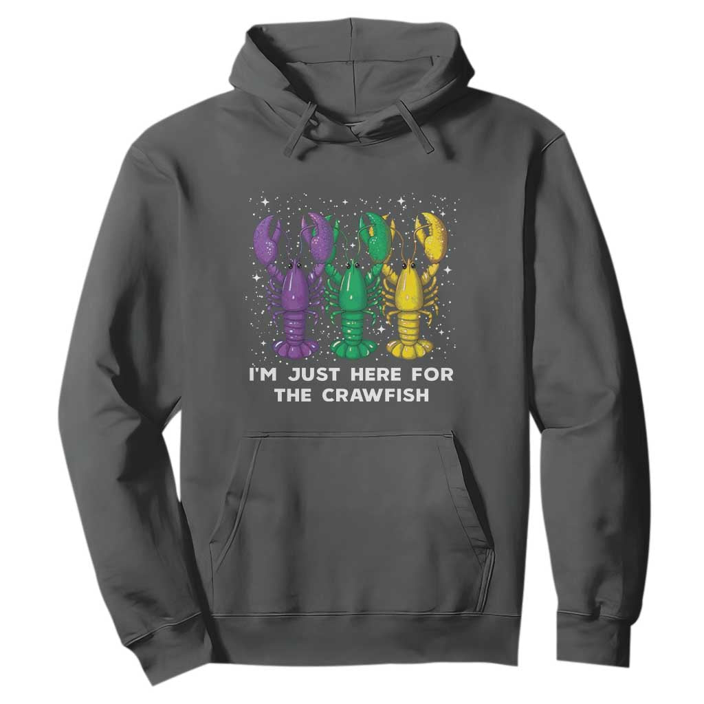 Carnival Mardi Gras Hoodie I'm Just Here For The Crawfish TS10 Dark Heather Print Your Wear