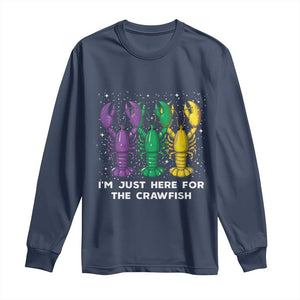 Carnival Mardi Gras Long Sleeve Shirt I'm Just Here For The Crawfish TS10 Navy Print Your Wear