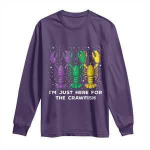 Carnival Mardi Gras Long Sleeve Shirt I'm Just Here For The Crawfish TS10 Purple Print Your Wear