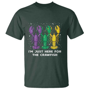 Carnival Mardi Gras T Shirt I'm Just Here For The Crawfish TS10 Dark Forest Green Print Your Wear
