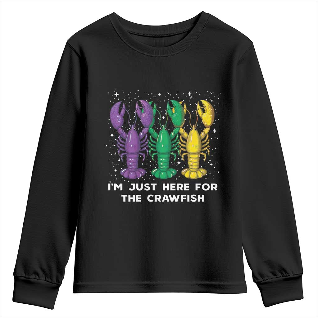 Carnival Mardi Gras Youth Sweatshirt I'm Just Here For The Crawfish TS10 Black Print Your Wear