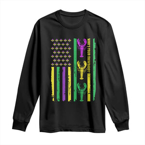 Funny Mardi Gras Crawfish Long Sleeve Shirt Whos Your Crawdaddy USA American Flag Carnival TS10 Black Print Your Wear