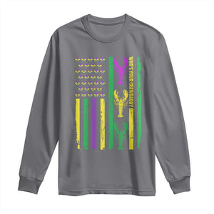 Funny Mardi Gras Crawfish Long Sleeve Shirt Whos Your Crawdaddy USA American Flag Carnival TS10 Charcoal Print Your Wear