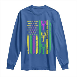 Funny Mardi Gras Crawfish Long Sleeve Shirt Whos Your Crawdaddy USA American Flag Carnival TS10 Royal Blue Print Your Wear