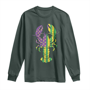 Carnival Mardi Gras USA American Flag Crawfish Long Sleeve Shirt TS10 Dark Forest Green Print Your Wear