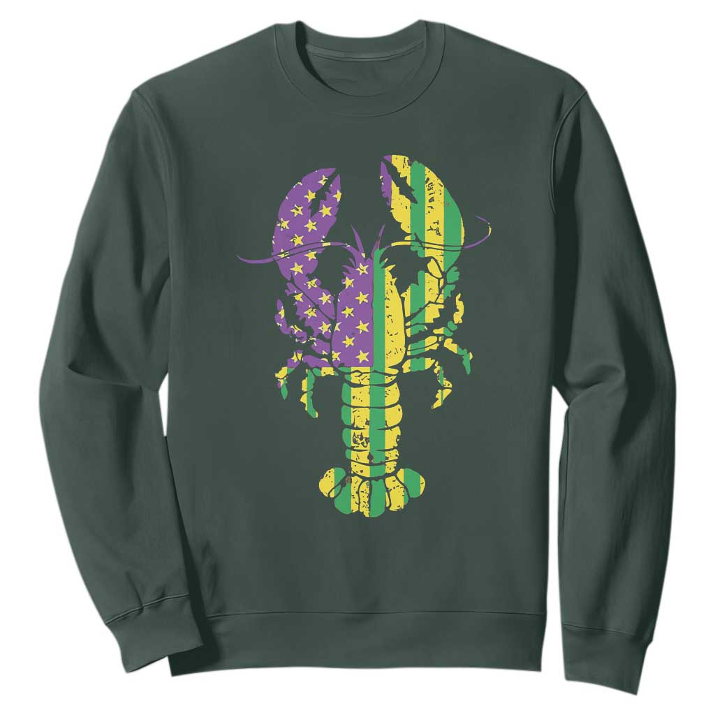 Carnival Mardi Gras USA American Flag Crawfish Sweatshirt TS10 Dark Forest Green Print Your Wear