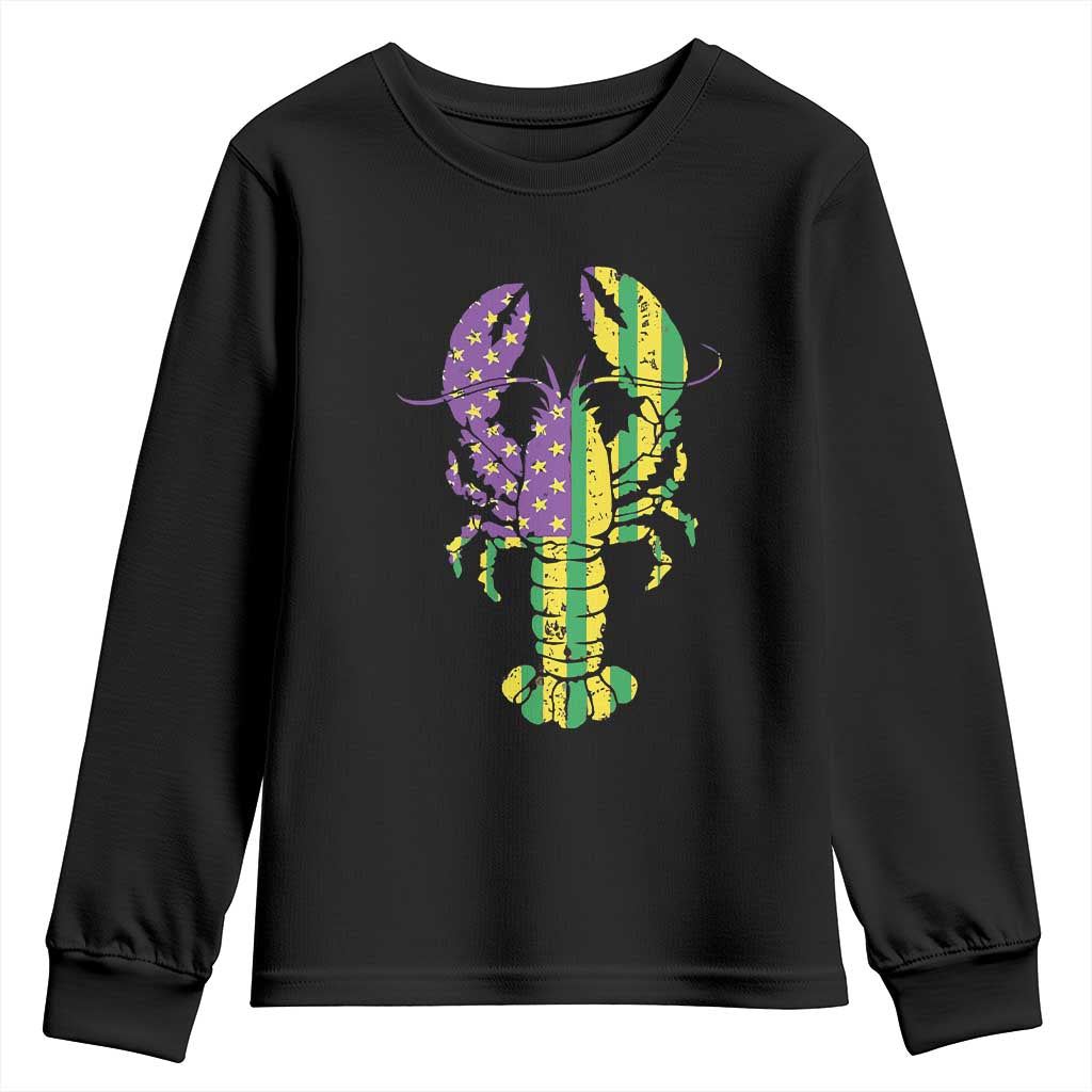 Carnival Mardi Gras USA American Flag Crawfish Youth Sweatshirt TS10 Black Print Your Wear