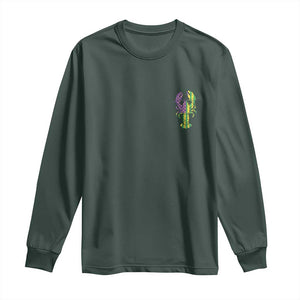 Carnival Mardi Gras USA American Flag Crawfish Pocket Long Sleeve Shirt TS10 Dark Forest Green Print Your Wear