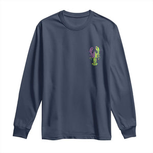 Carnival Mardi Gras USA American Flag Crawfish Pocket Long Sleeve Shirt TS10 Navy Print Your Wear